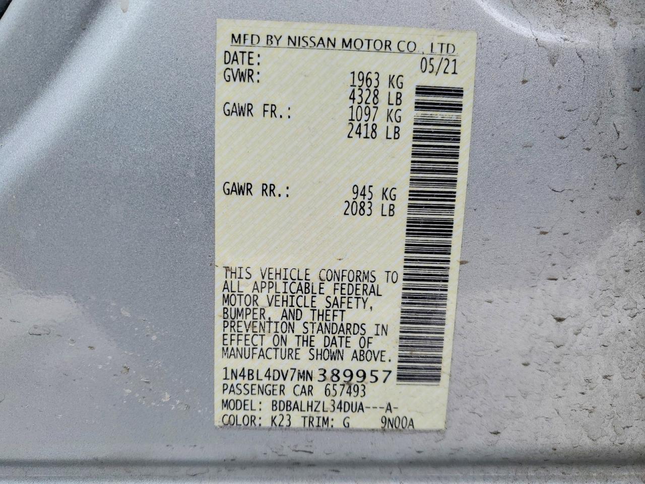 Nissan Altima 2.5 Sv