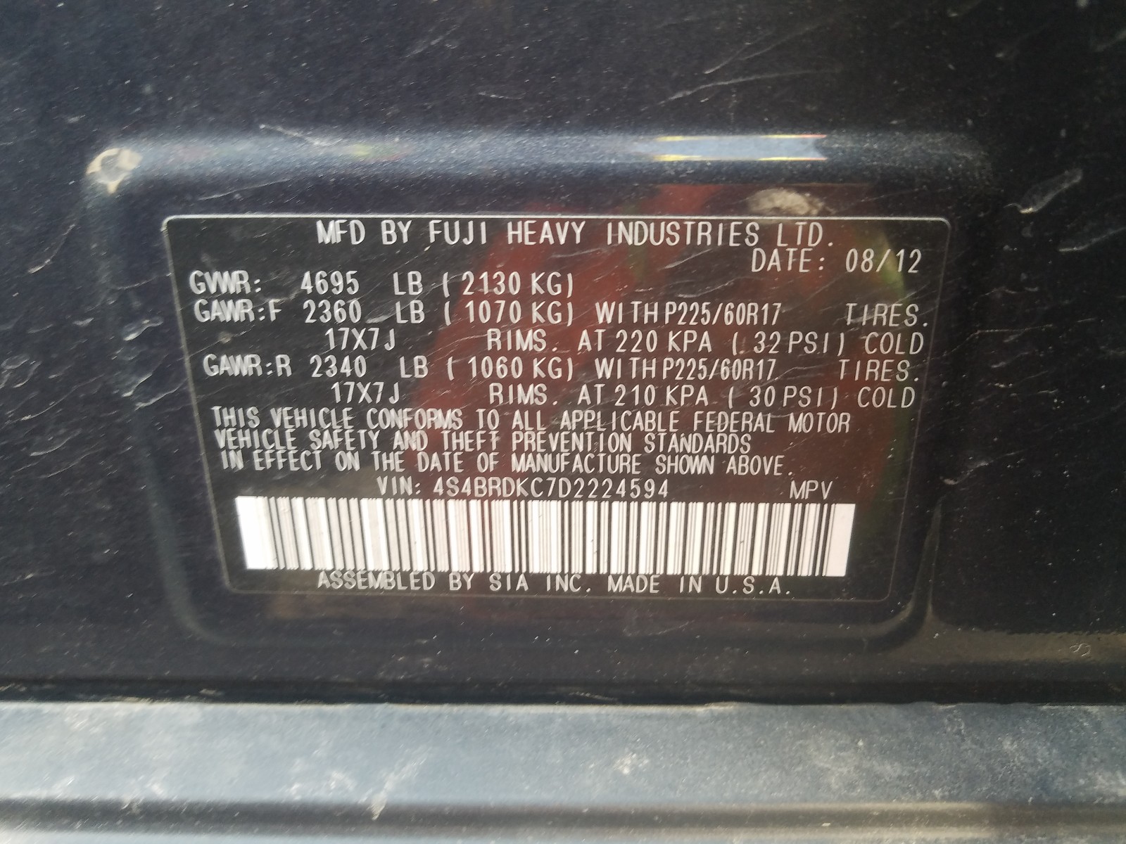 Subaru Outback 3.6r Limited