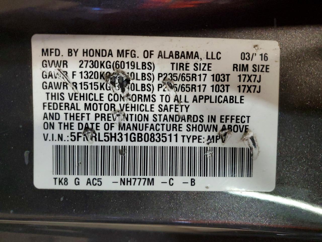 Honda Odyssey Se