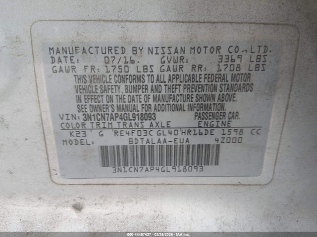 Nissan Versa 1.6 S
