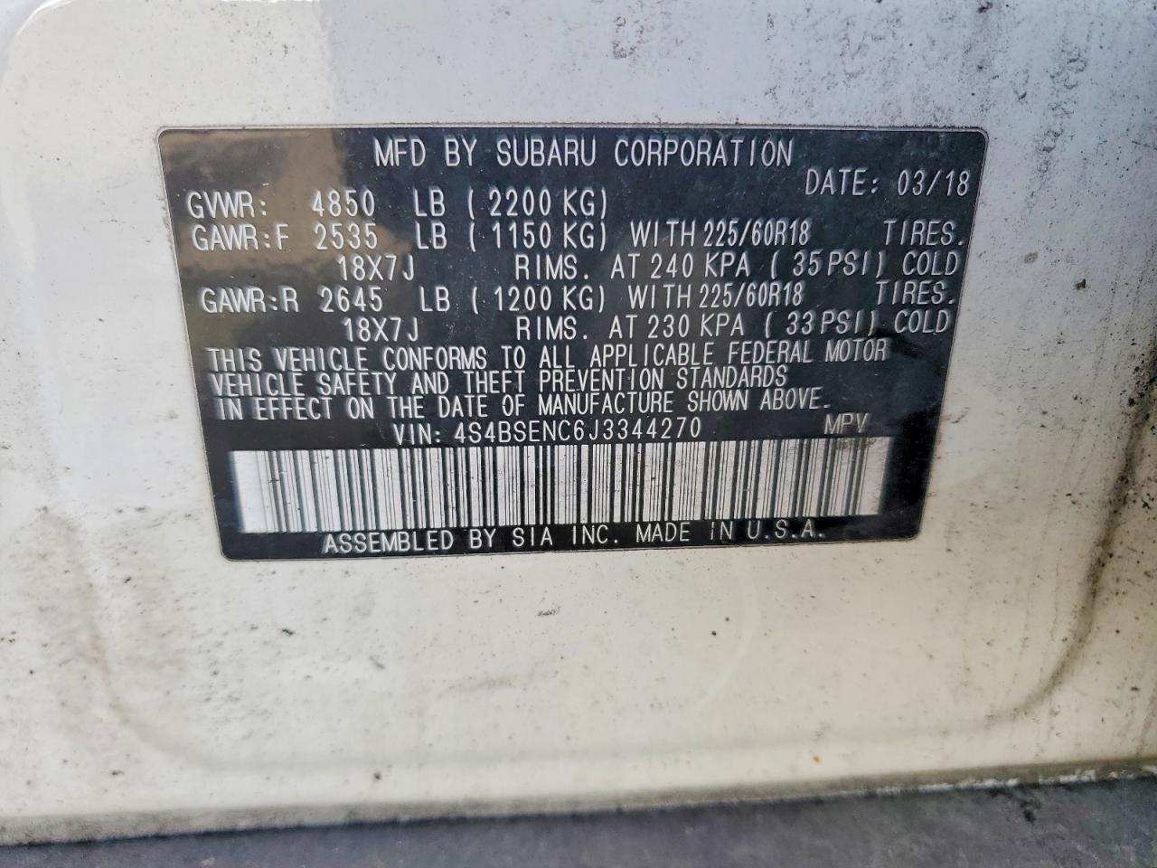 Subaru Outback 3.6r Limited