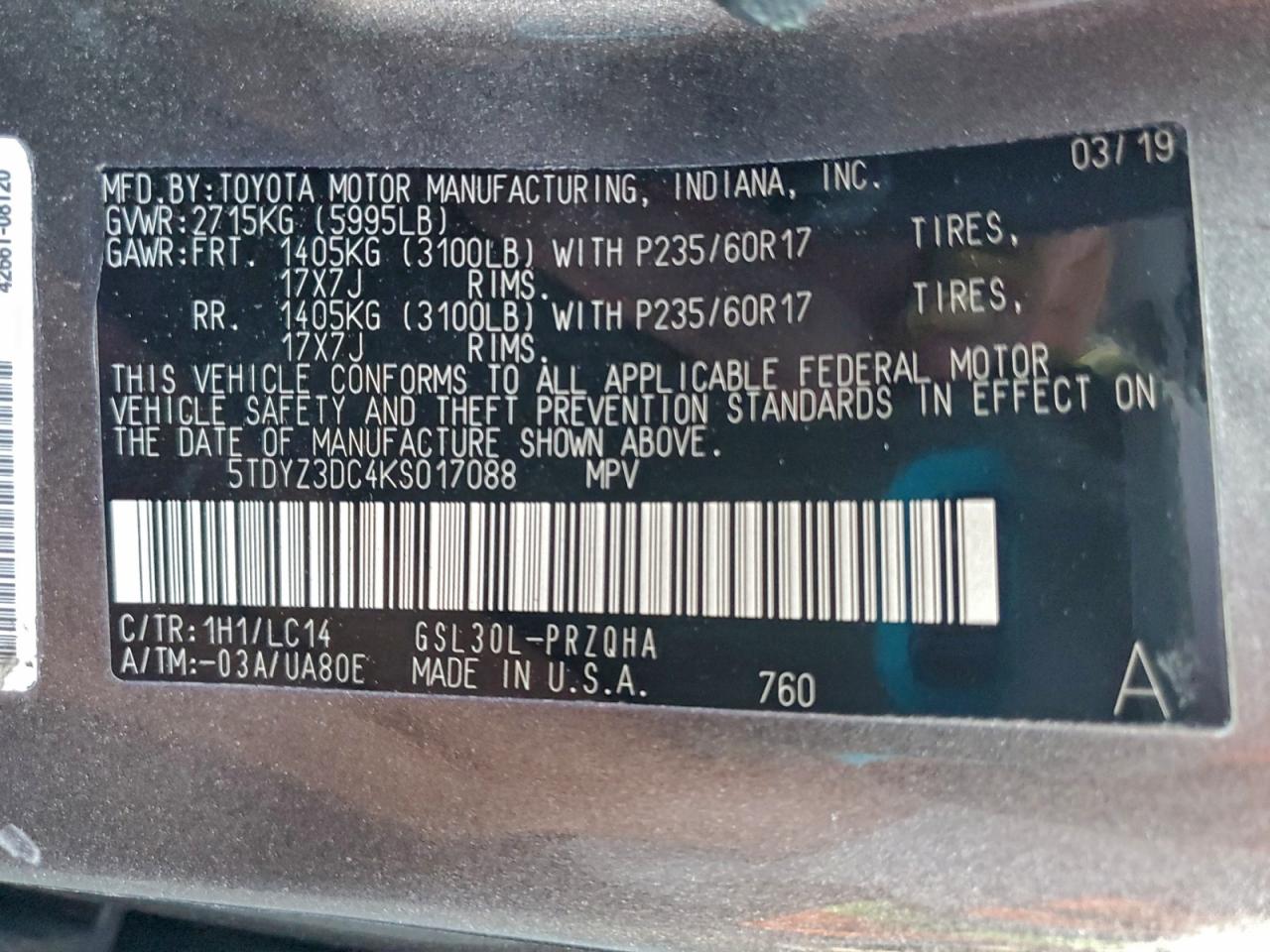 Toyota Sienna Xle