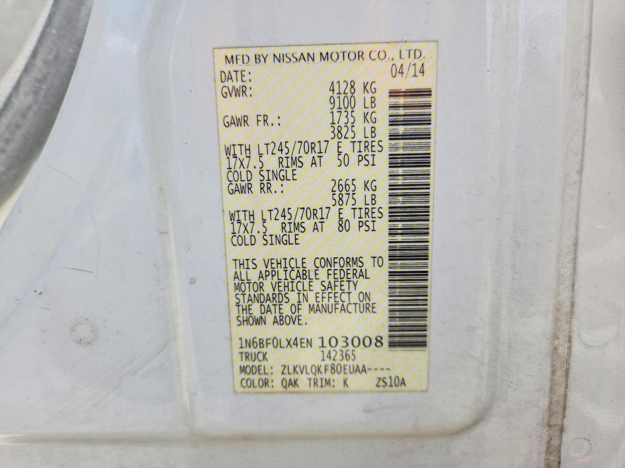 Nissan Nv 2500 Hd Sl