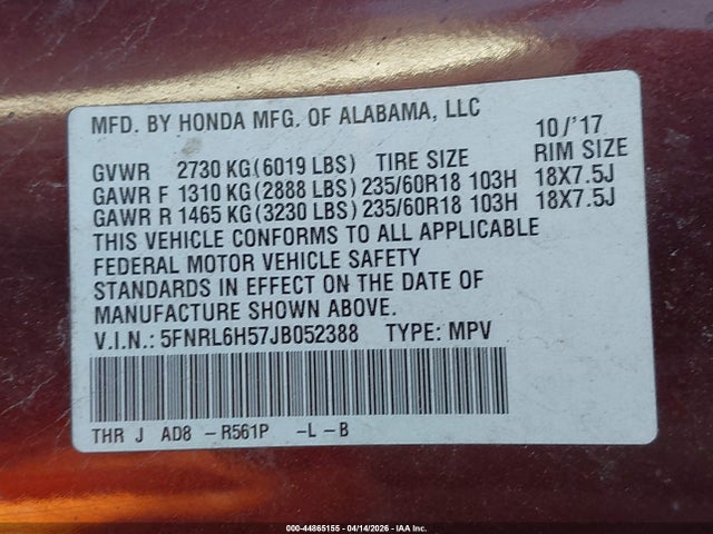Honda Odyssey Ex