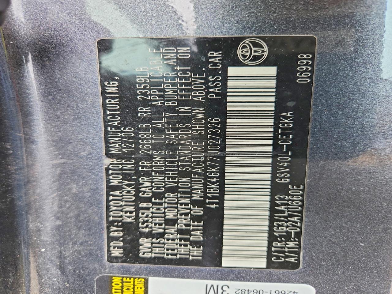 Toyota Camry Xle V6