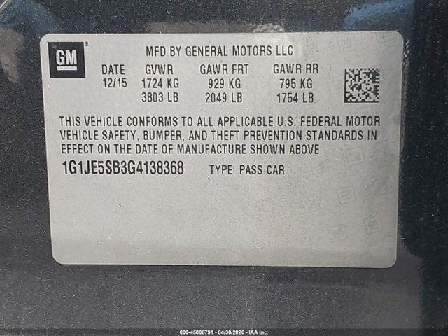 Chevrolet Sonic Ltz Auto