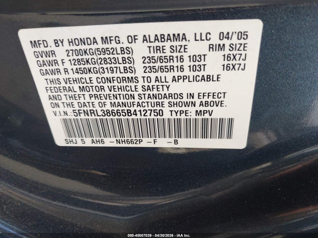 Honda Odyssey Ex-l