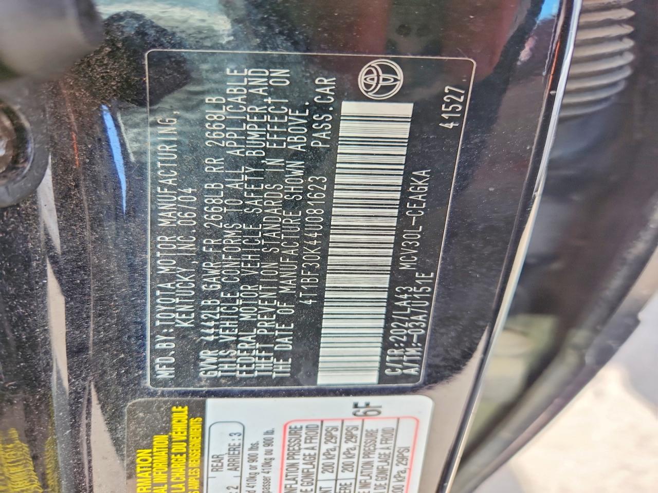 Toyota Camry Xle V6
