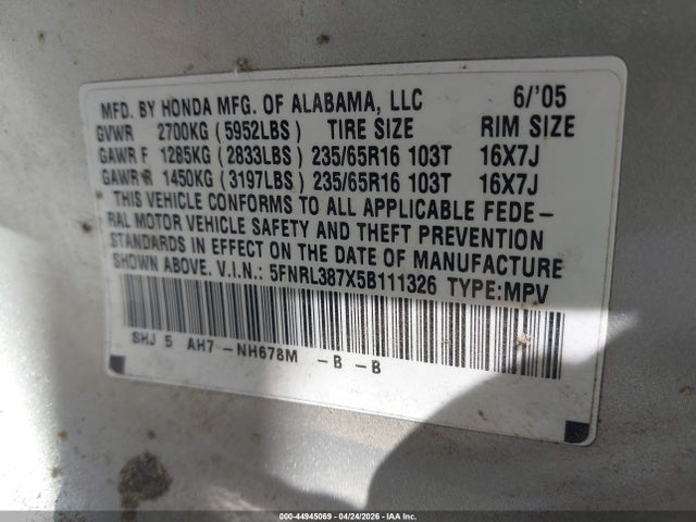 Honda Odyssey Ex-l