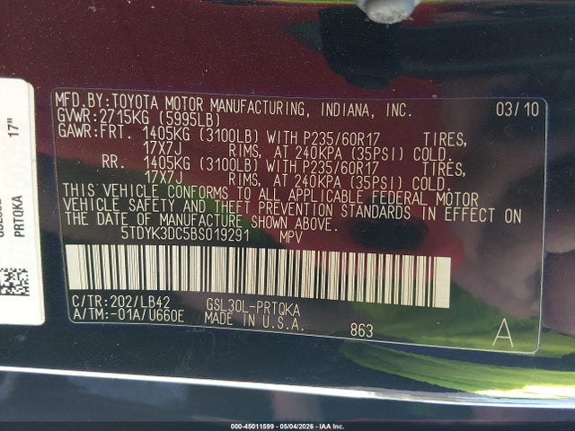 Toyota Sienna Xle V6