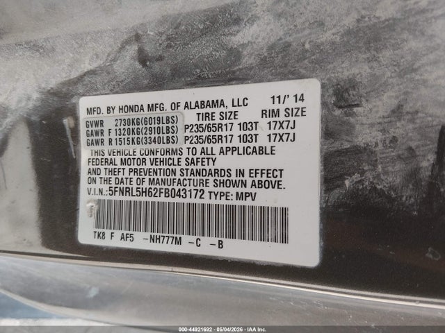 Honda Odyssey Ex-l