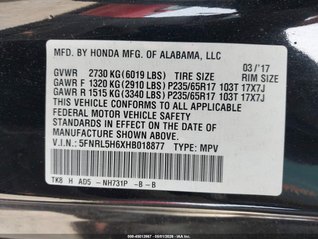 Honda Odyssey Ex-l