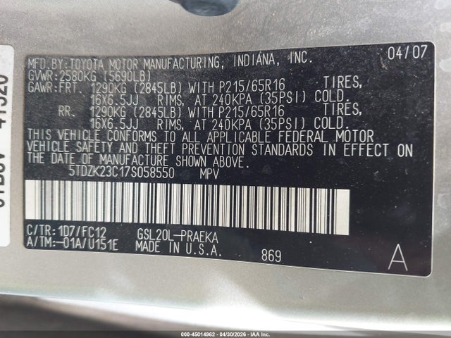 Toyota Sienna Le