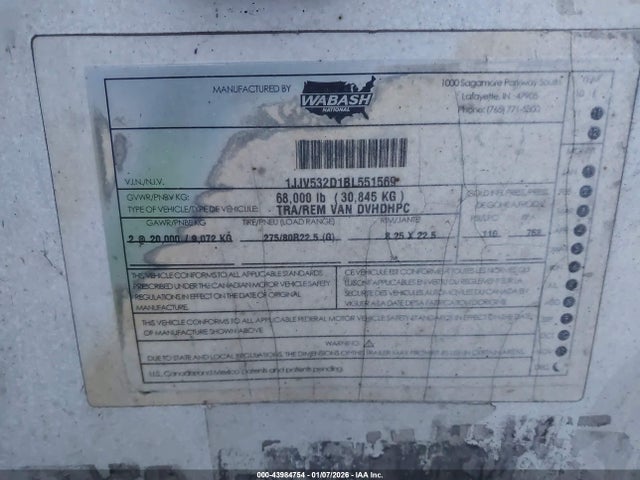 Wabash National Corp 53 Semi Trailer