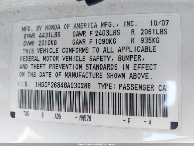 Honda Accord 2.4 Ex-l