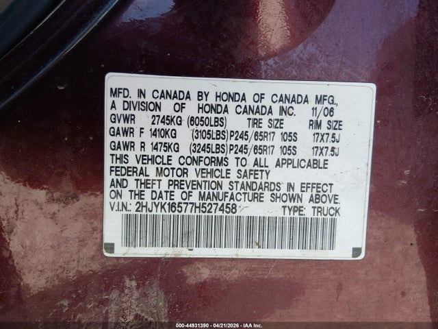 Honda Ridgeline Rtl