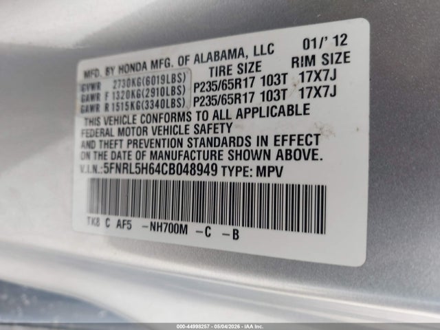 Honda Odyssey Ex-l