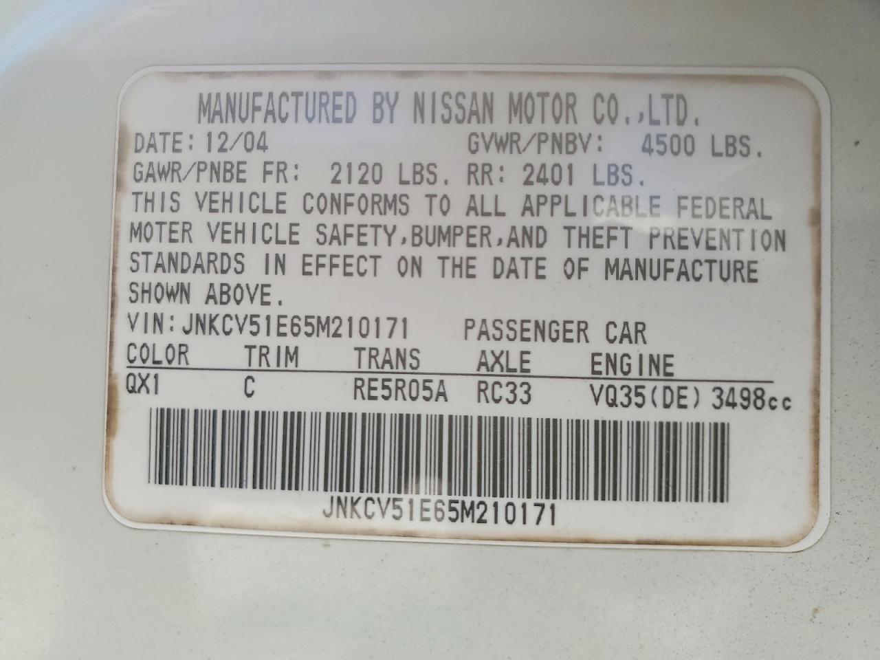 INFINITI G35 Base Base