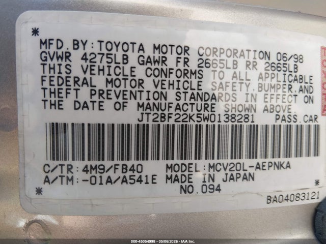 Toyota Camry Le V6
