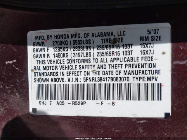 Honda Odyssey Ex
