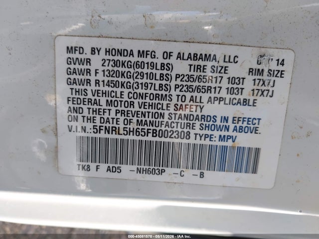 Honda Odyssey Ex-l