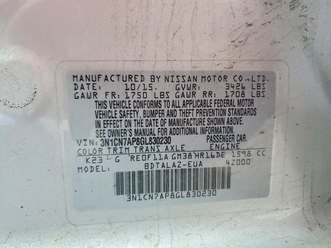 Nissan Versa 1.6 S Plus