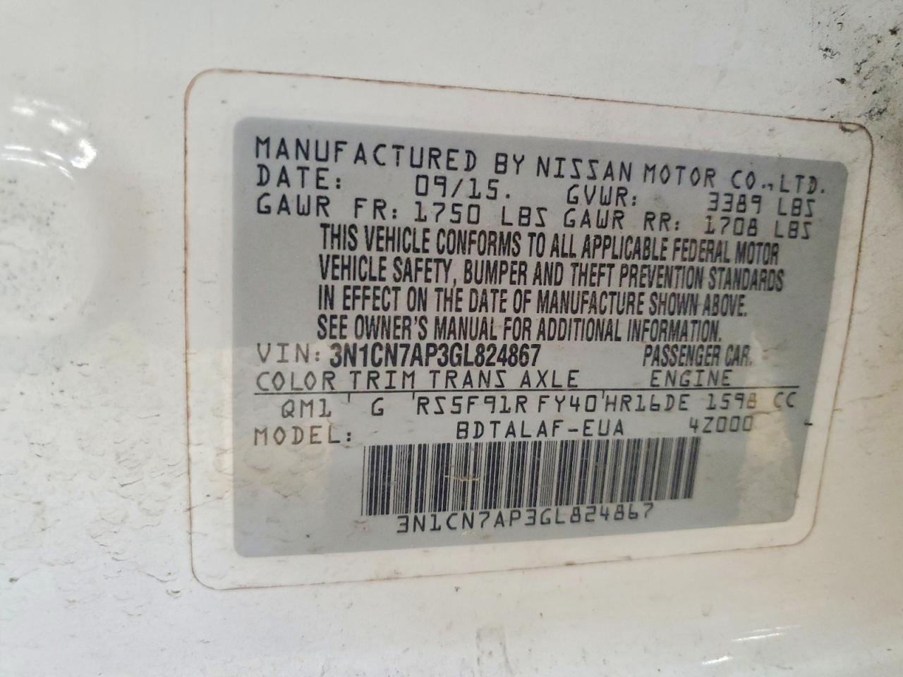 Nissan Versa 1.6 S