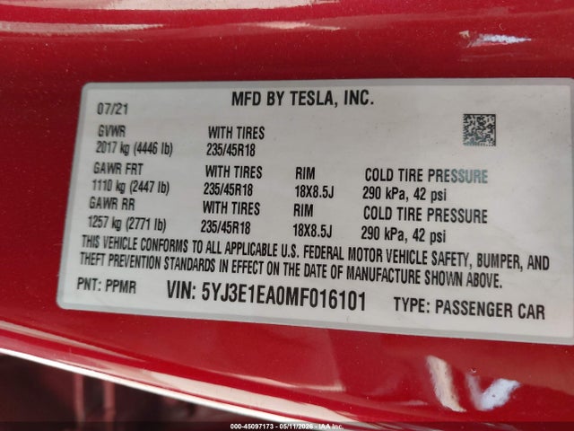 Tesla Model 3 Standard Range Plus Rear-wheel Drive