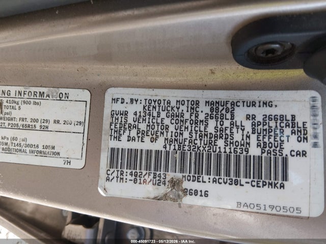 Toyota Camry Le