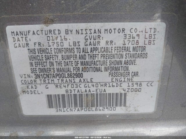 Nissan Versa 1.6 S