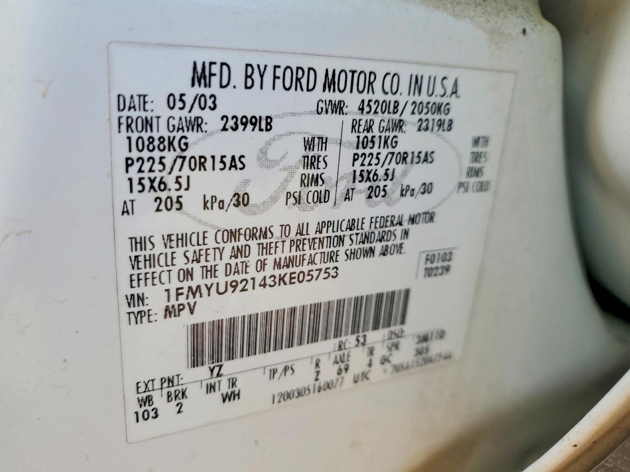 Ford Escape Xls