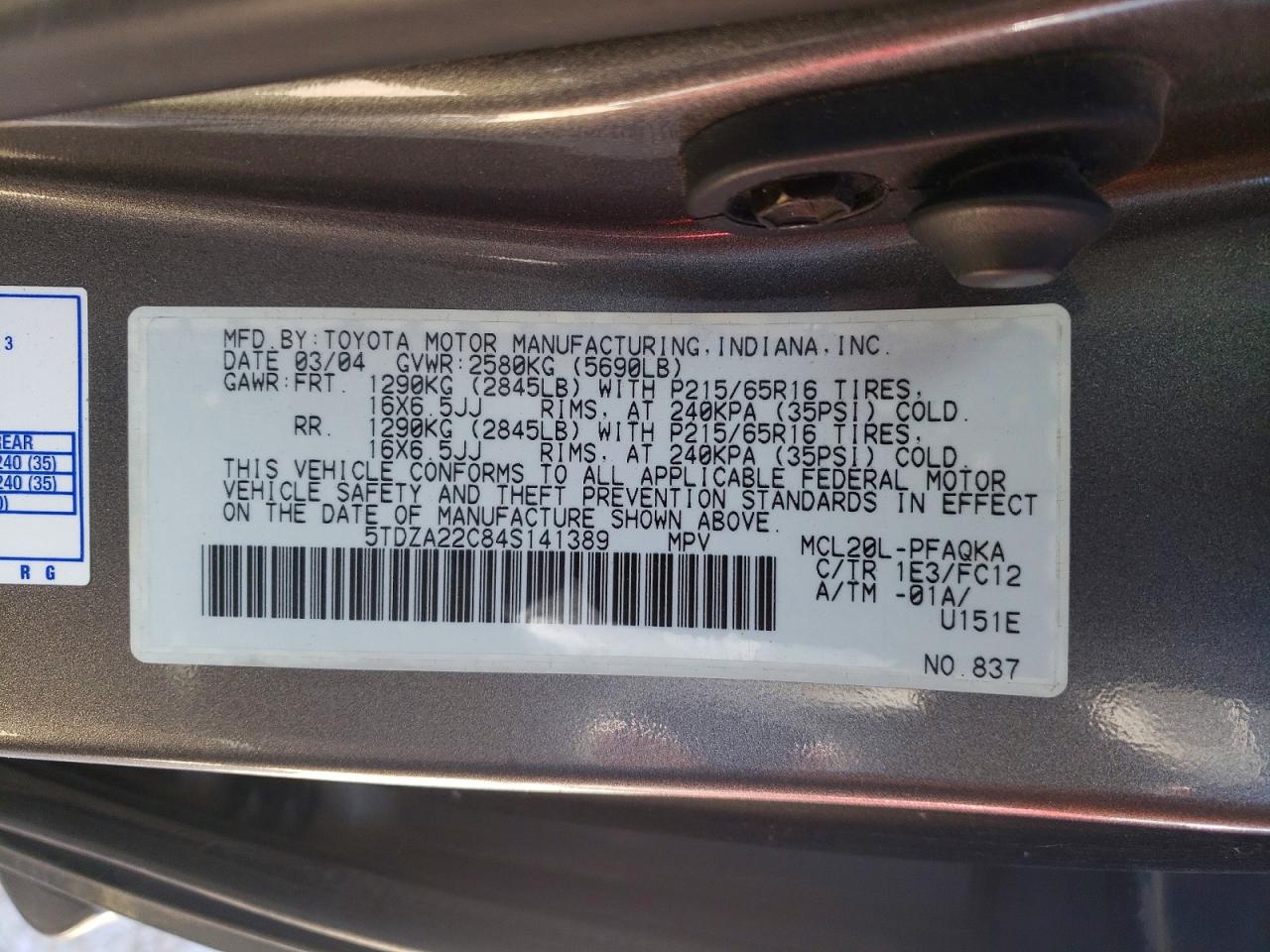 Toyota Sienna Xle 7 Passenger