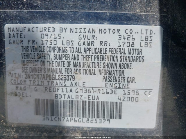 Nissan Versa 1.6 Sv