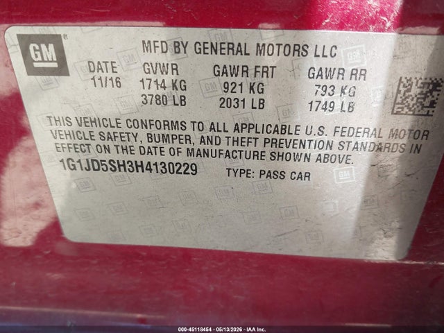 Chevrolet Sonic Lt Auto