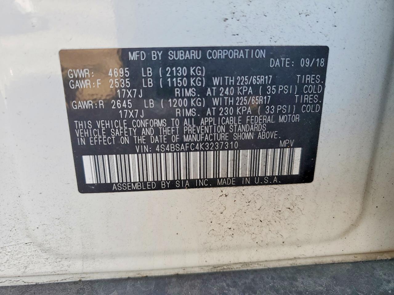 Subaru Outback 2.5i Premium
