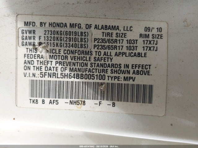 Honda Odyssey Ex-l