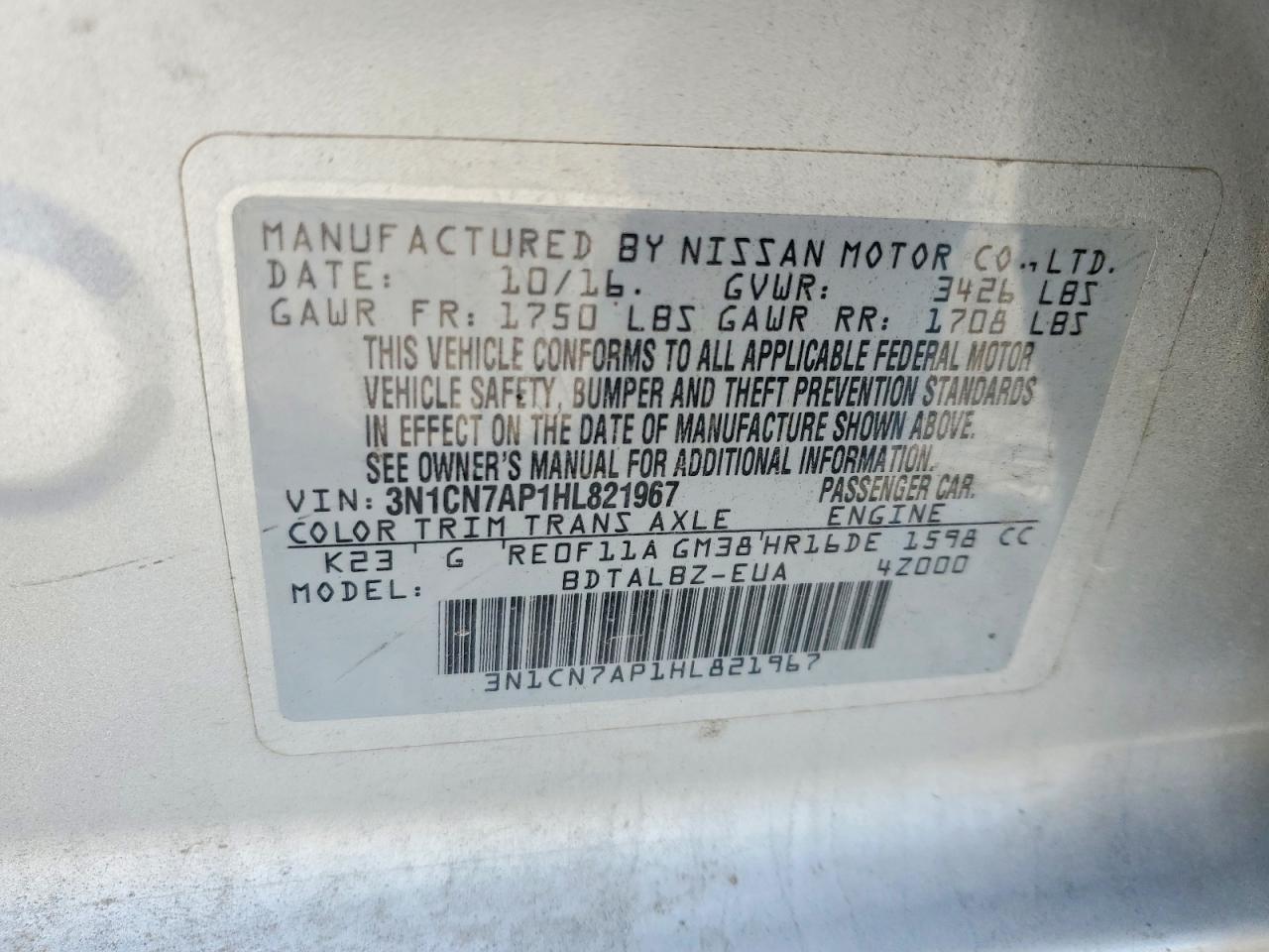 Nissan Versa 1.6 S