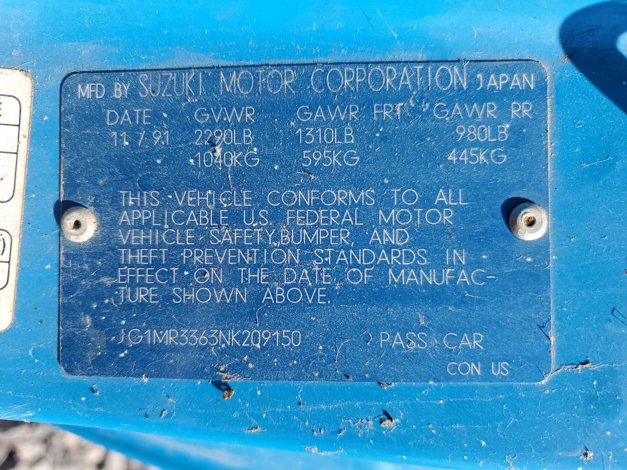 Geo Metro Lsi Sprint Cl
