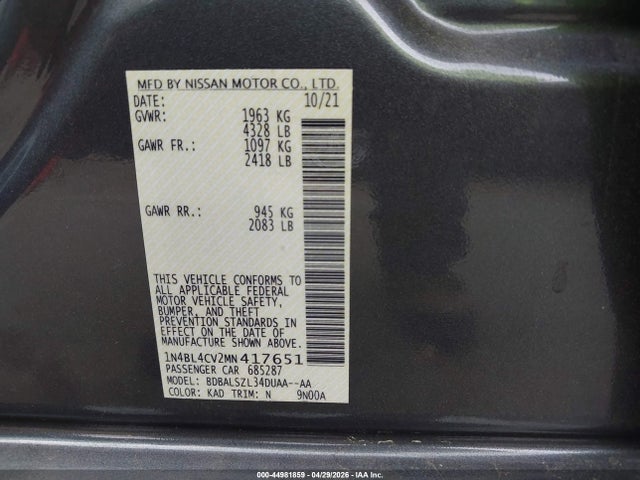 Nissan Altima Sr Fwd