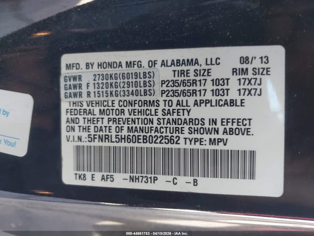Honda Odyssey Ex-l
