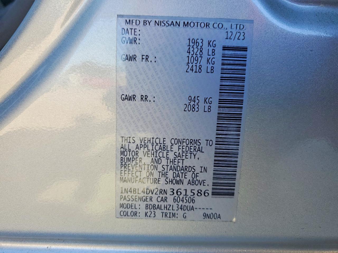 Nissan Altima 2.5 Sv