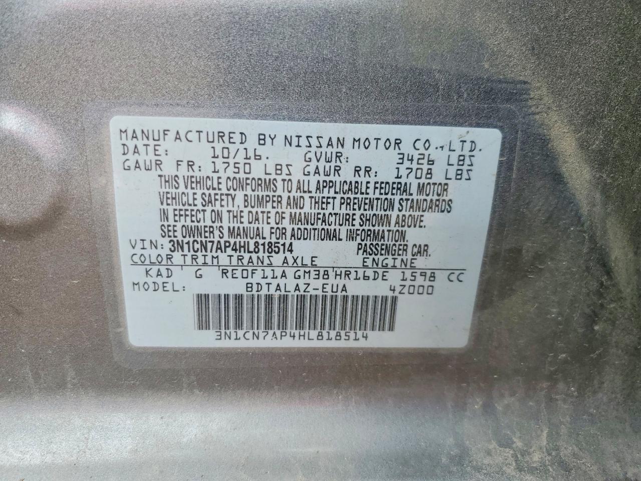 Nissan Versa 1.6 S Plus