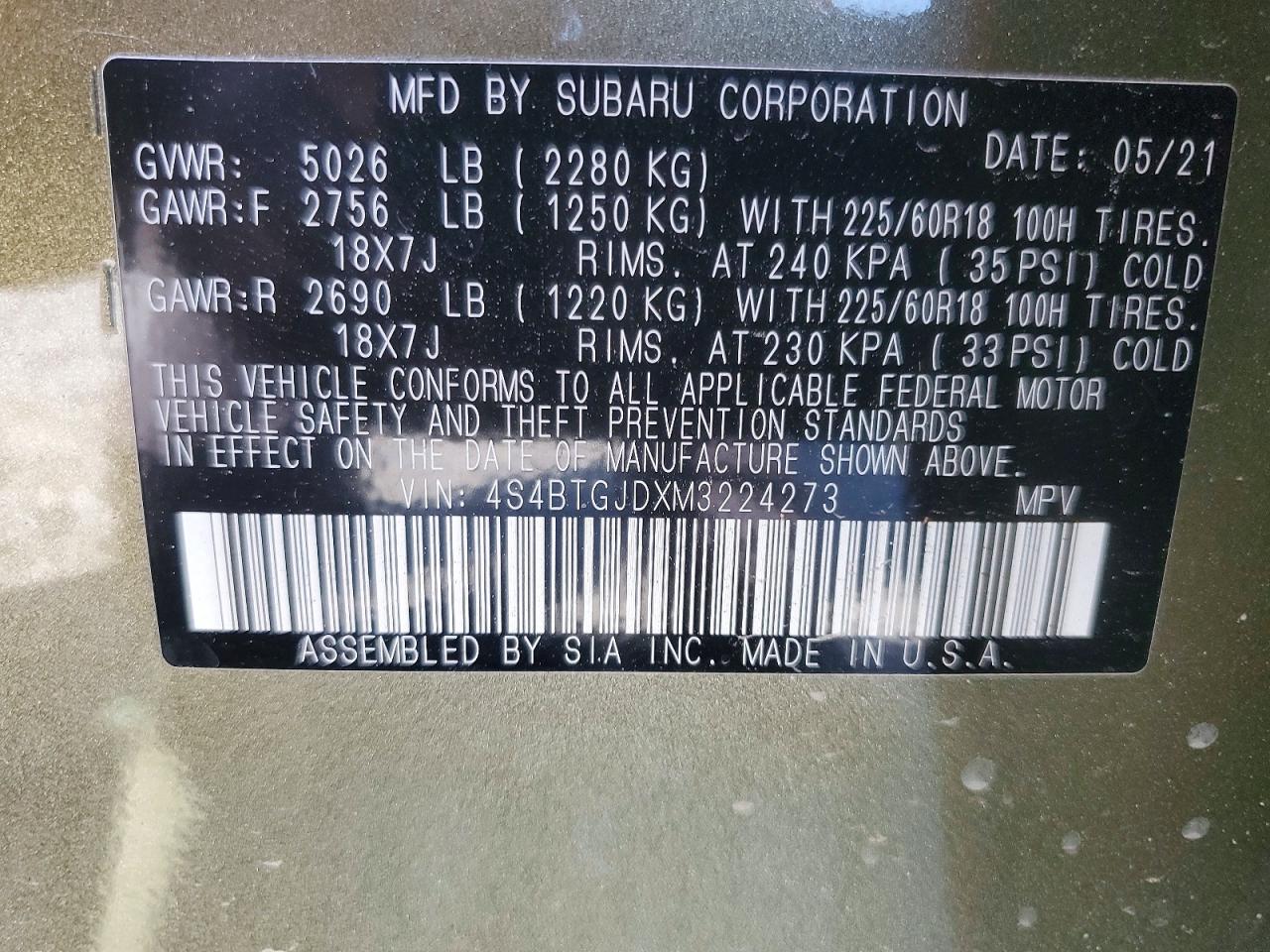 Subaru Outback Onyx Edition Xt