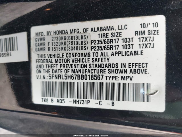 Honda Odyssey Ex-l