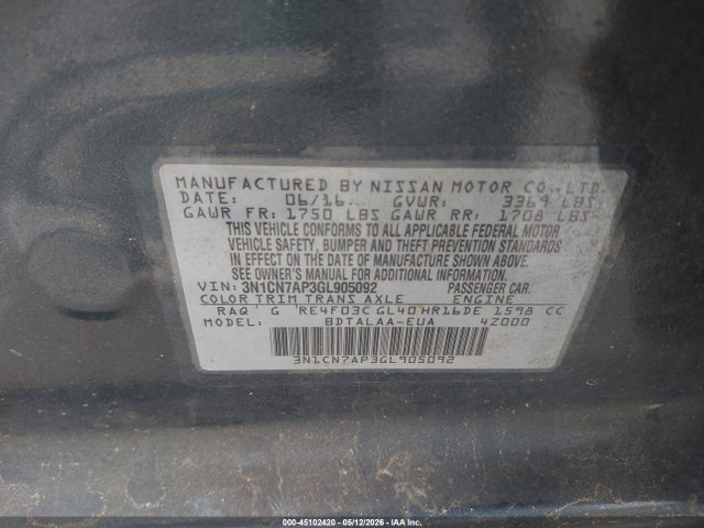 Nissan Versa 1.6 S