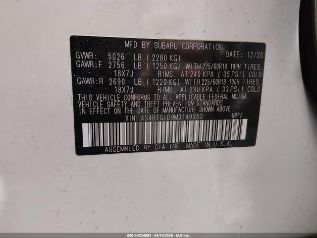 Subaru Outback Onyx Edition Xt