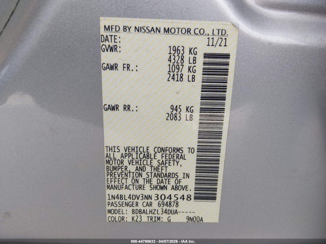 Nissan Altima Sv Fwd