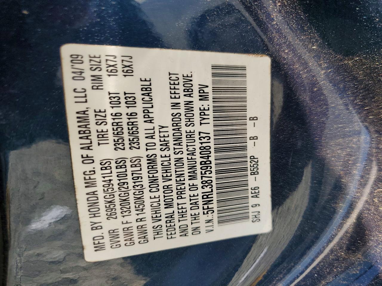 Honda Odyssey Exl