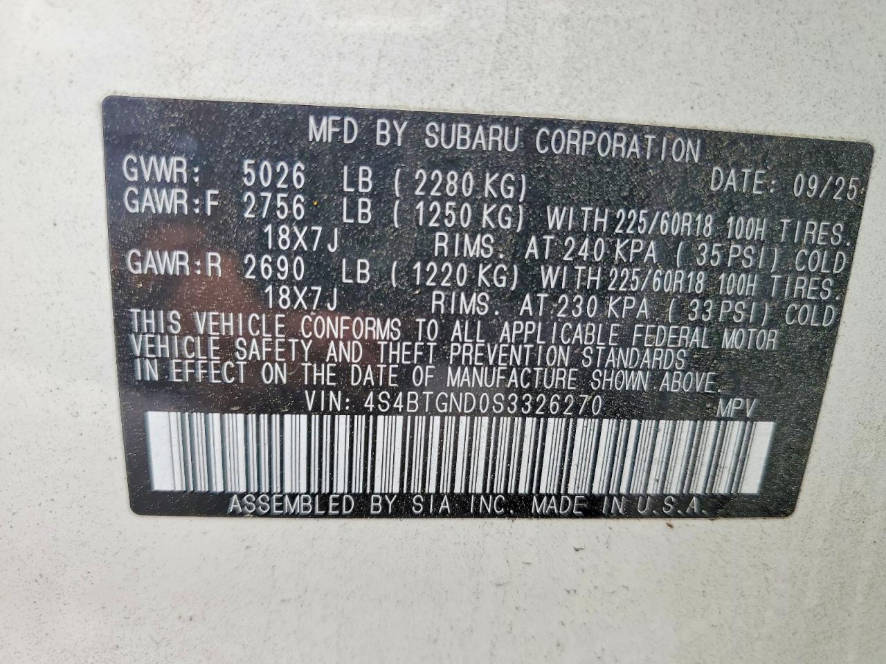 Subaru Outback Limited Xt