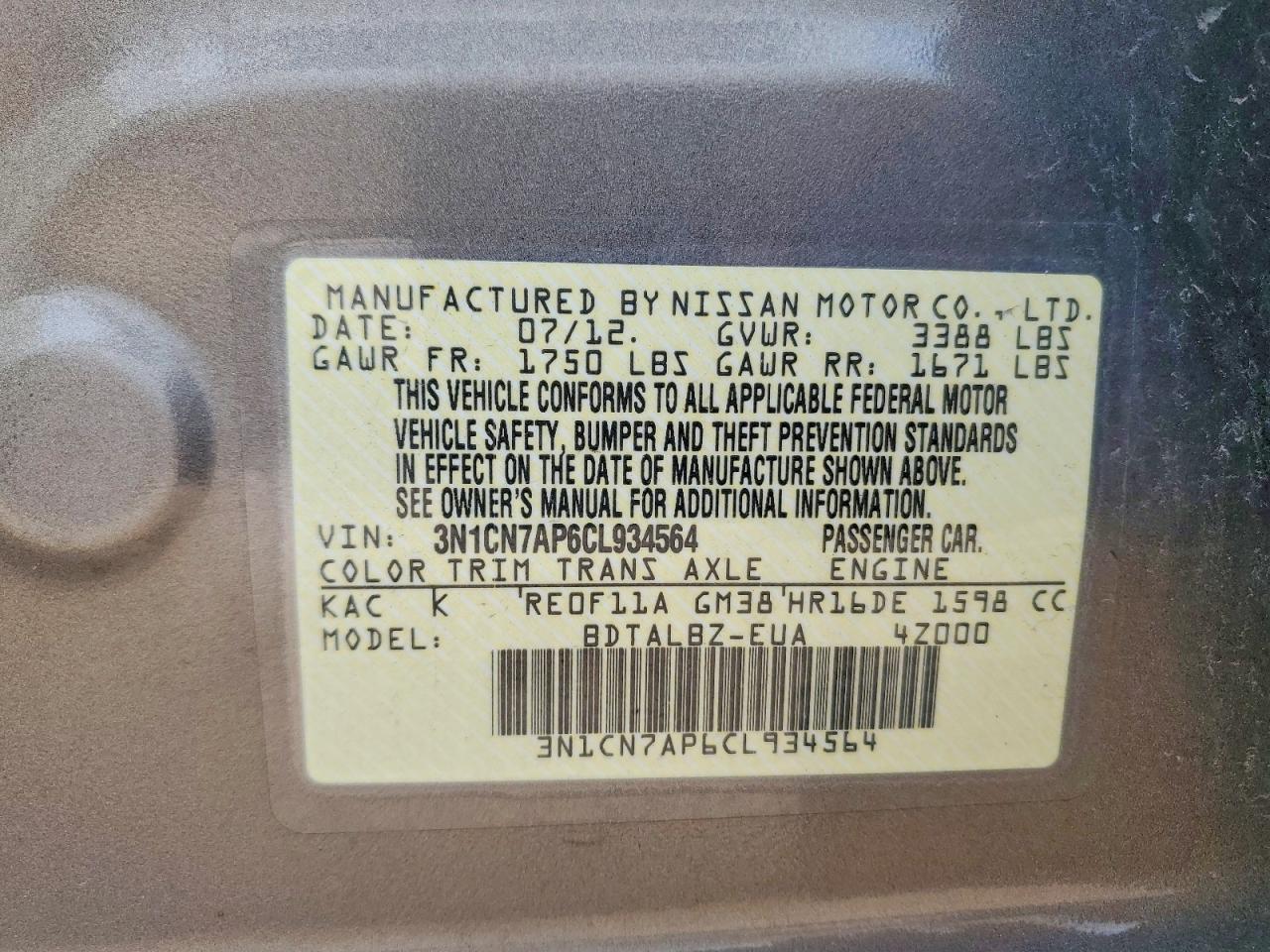 Nissan Versa 1.6 S